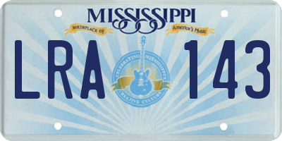 MS license plate LRA143