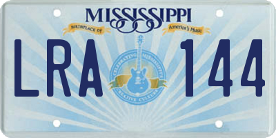 MS license plate LRA144