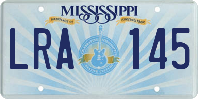 MS license plate LRA145