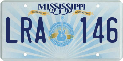 MS license plate LRA146