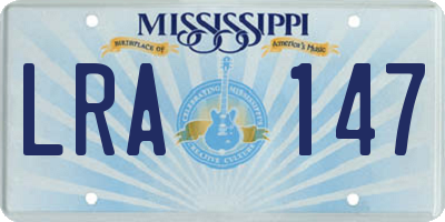 MS license plate LRA147