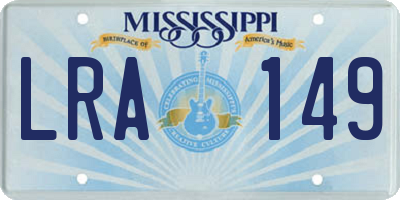 MS license plate LRA149