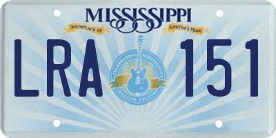 MS license plate LRA151