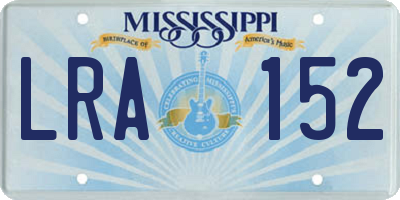 MS license plate LRA152