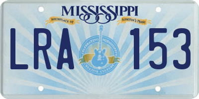 MS license plate LRA153