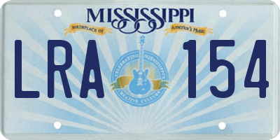 MS license plate LRA154