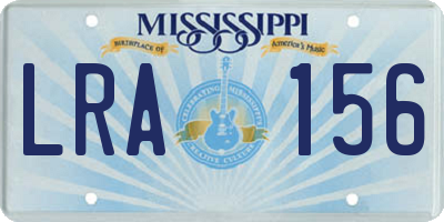 MS license plate LRA156