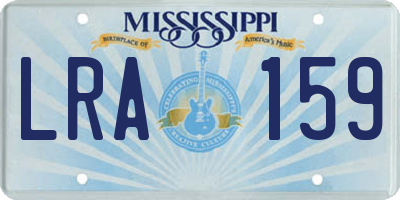 MS license plate LRA159