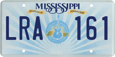 MS license plate LRA161