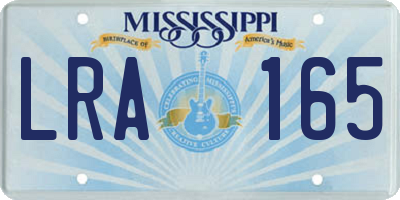 MS license plate LRA165