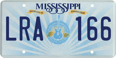 MS license plate LRA166