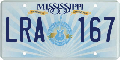 MS license plate LRA167