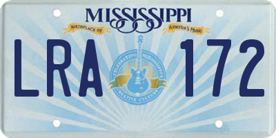 MS license plate LRA172