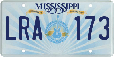MS license plate LRA173