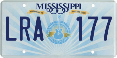 MS license plate LRA177