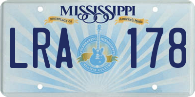 MS license plate LRA178