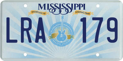 MS license plate LRA179