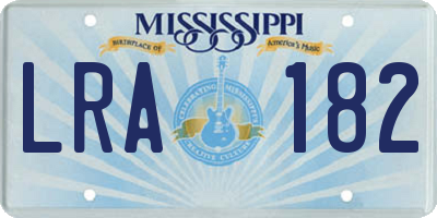 MS license plate LRA182