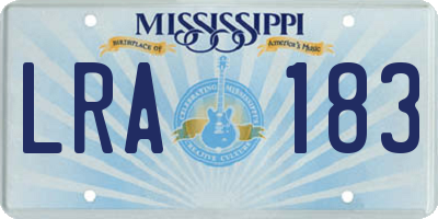 MS license plate LRA183