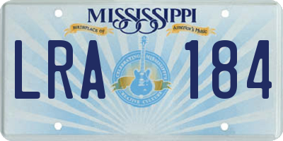 MS license plate LRA184