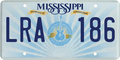 MS license plate LRA186