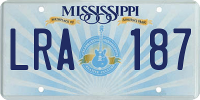 MS license plate LRA187
