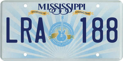 MS license plate LRA188