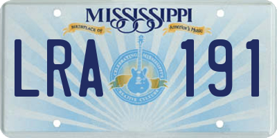 MS license plate LRA191