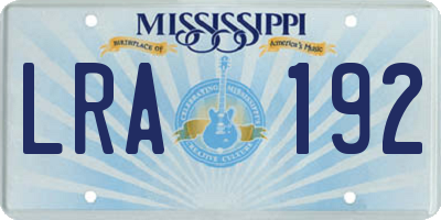 MS license plate LRA192