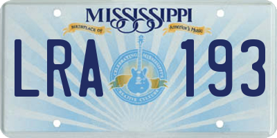 MS license plate LRA193