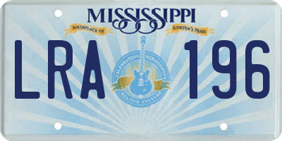 MS license plate LRA196