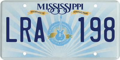 MS license plate LRA198
