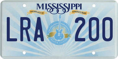 MS license plate LRA200