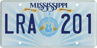 MS license plate LRA201
