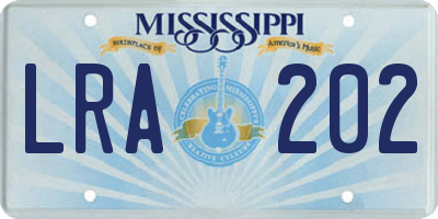 MS license plate LRA202