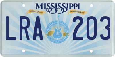 MS license plate LRA203