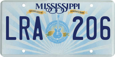 MS license plate LRA206