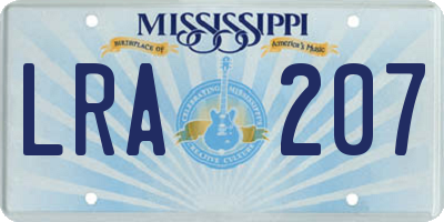 MS license plate LRA207