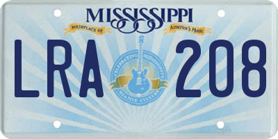 MS license plate LRA208