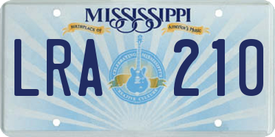 MS license plate LRA210