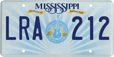 MS license plate LRA212