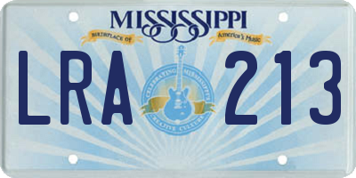 MS license plate LRA213