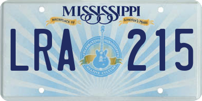 MS license plate LRA215