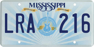 MS license plate LRA216