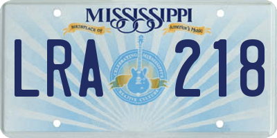 MS license plate LRA218