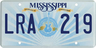 MS license plate LRA219