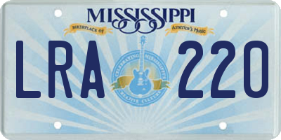 MS license plate LRA220