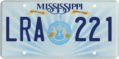 MS license plate LRA221