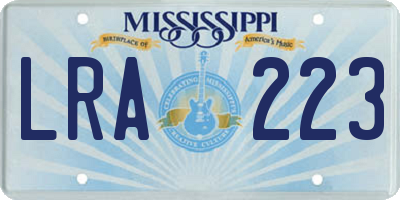 MS license plate LRA223