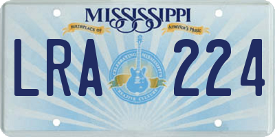 MS license plate LRA224